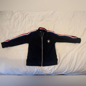 Jacadi Navy Jacket with Red and White Stripe Trim
